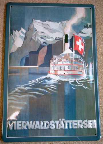 Blechschild Vierwaldstättersee Schweiz Dampfer Schiff Schild Nostalgieschild