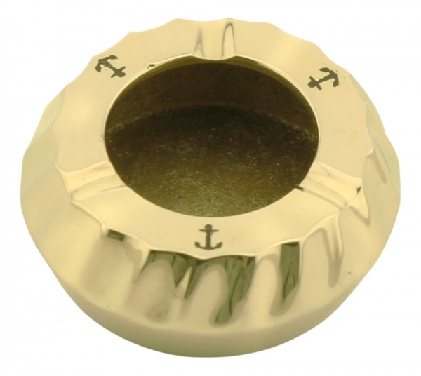 aschenbecher Aschenbecher gewellt offen Ankermotiv 6,5cm Messing Ascher maritim
