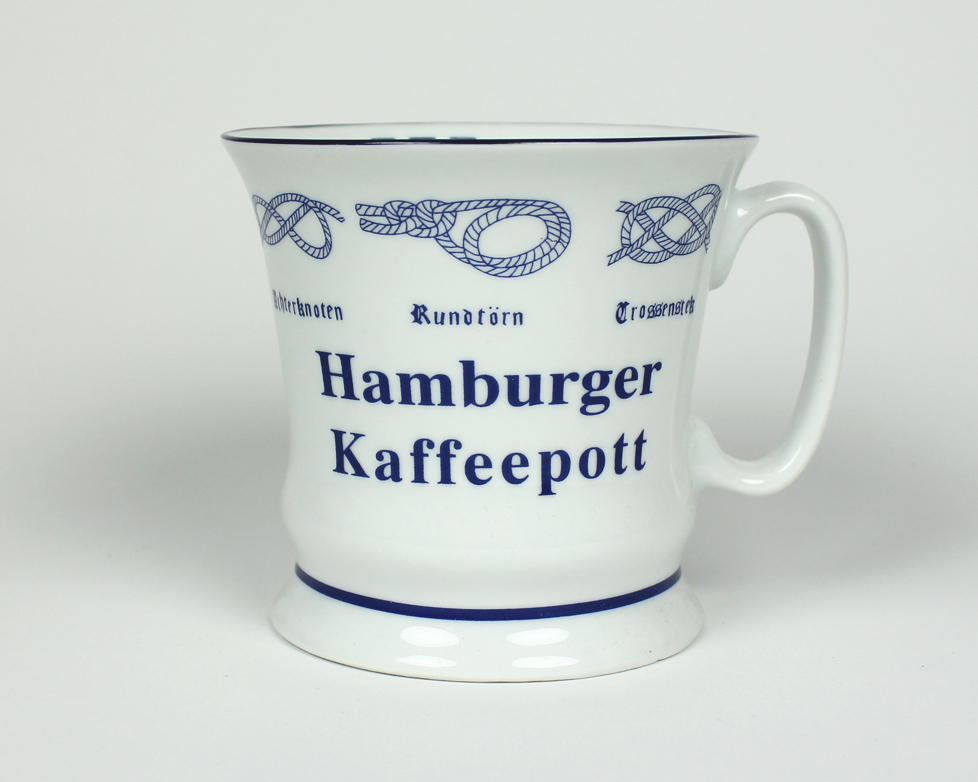 Hamburger-Kaffeepott_hoch Knotenbecher Hamburger Kaffeepott mit Seemannsknoten hoch Kaffeebecher Kaffeetasse Kaffee Pott