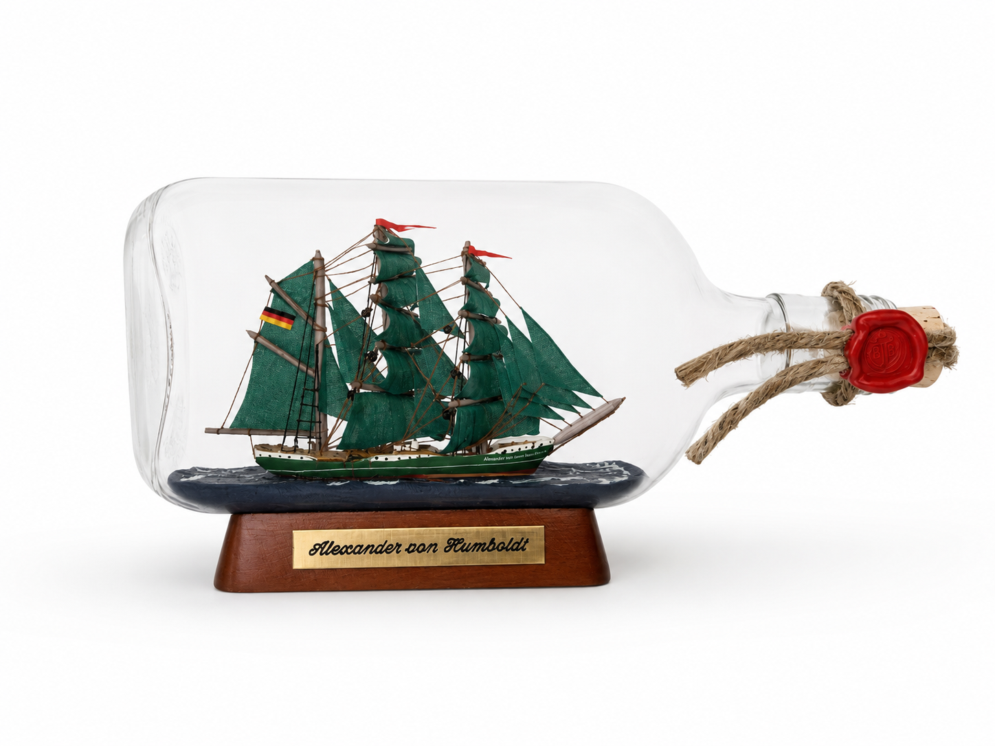 Alexander von Humboldt 375 ml Flachmann Buddelschiff ca. 21x9 cm Flaschenschiff