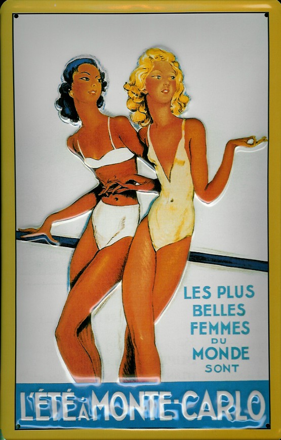 Blechschild Nostalgieschild Monte Carlo Strand Girls Monaco