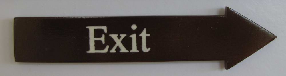 Türschild Exit dunkles Holz Pfeilform 3,5x15 cm