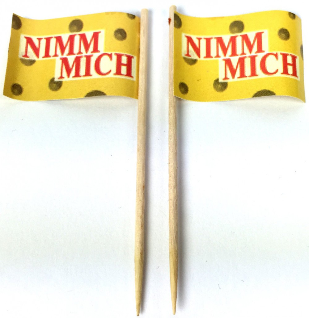 NimmMich Party-Picker Flagge Nimm Mich Käse Papierfähnchen in Spitzenqualität 50 Stück Beutel