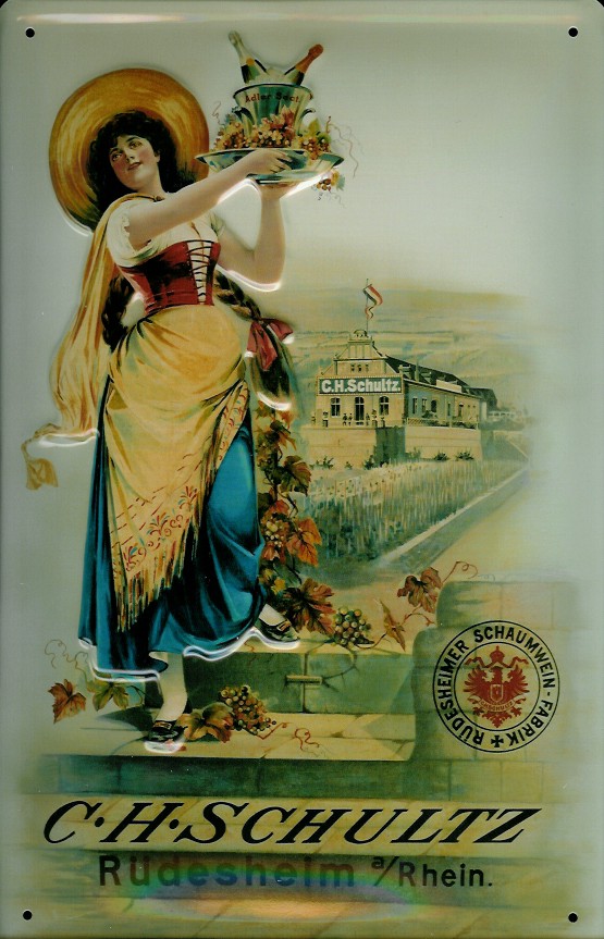 schultz-weinkellerei-ruedesheim-blechschild-aa672fZPsXwCxncabr Blechschild C.H. Schultz Weinkellerei Rüdesheim Rhein Wein Nostalgie Schild