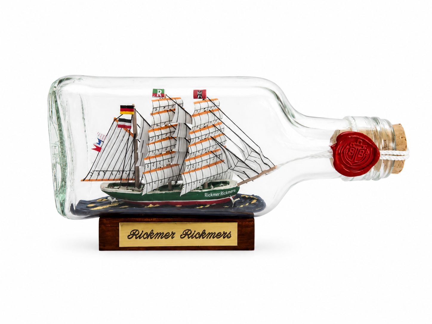 Rickmer Rickmers Buddelschiff Flachmann 0,1 Liter ca. 14x7 cm Buddelschiff Flaschenschiff