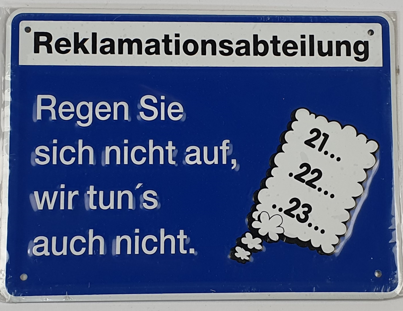 schild-reklamationsabteilung Aluminium Schild Reklamationsabteilung Alu Humor Metallschild