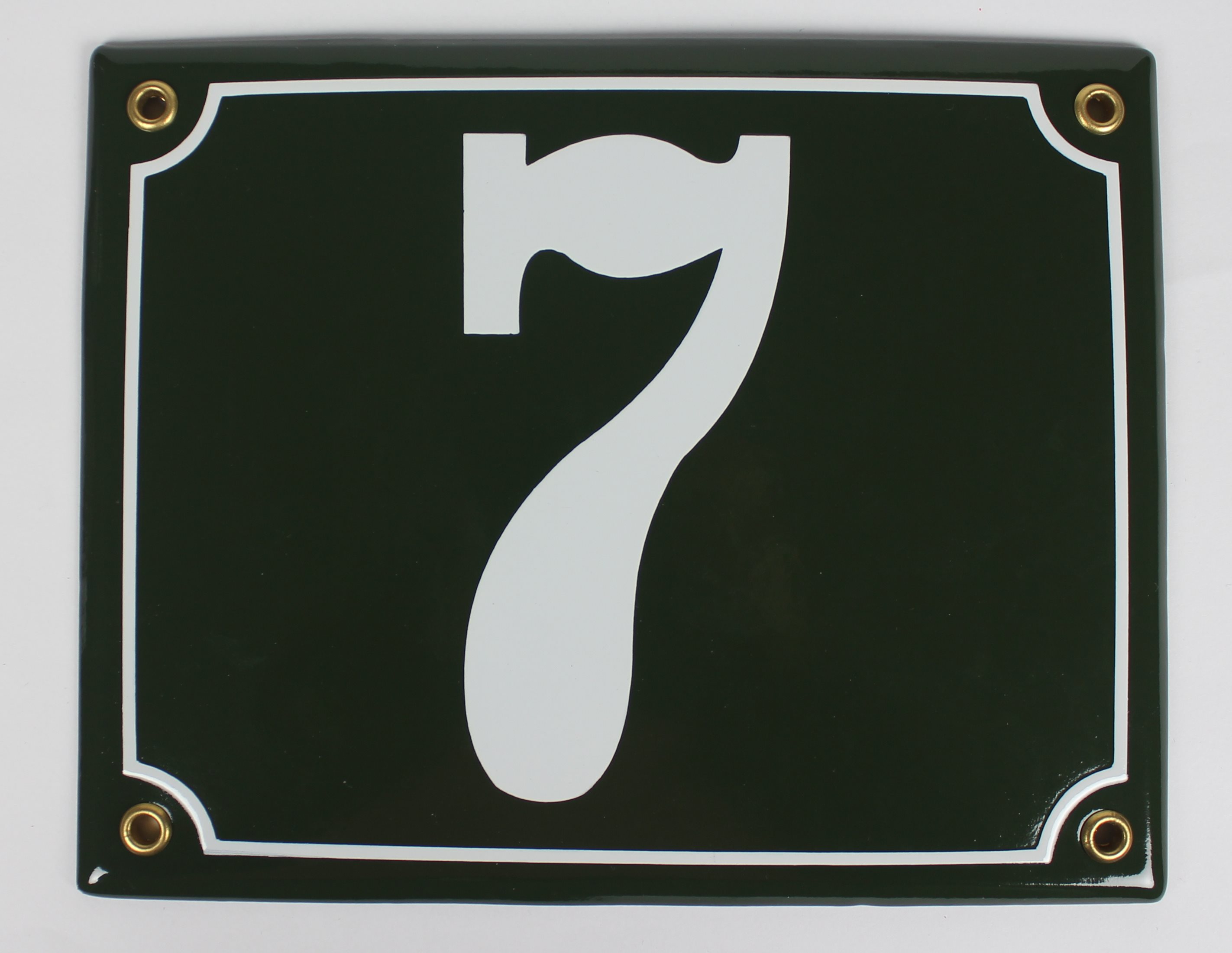 7-SHS Hausnummernschild 7 dunkelgrün 20x16 cm Emailleschild