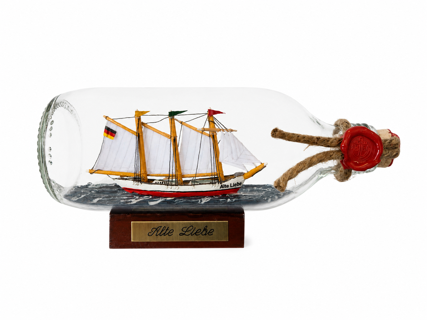 Alte Liebe runde Flasche 0,3 Liter Buddelschiff Flaschenschiff