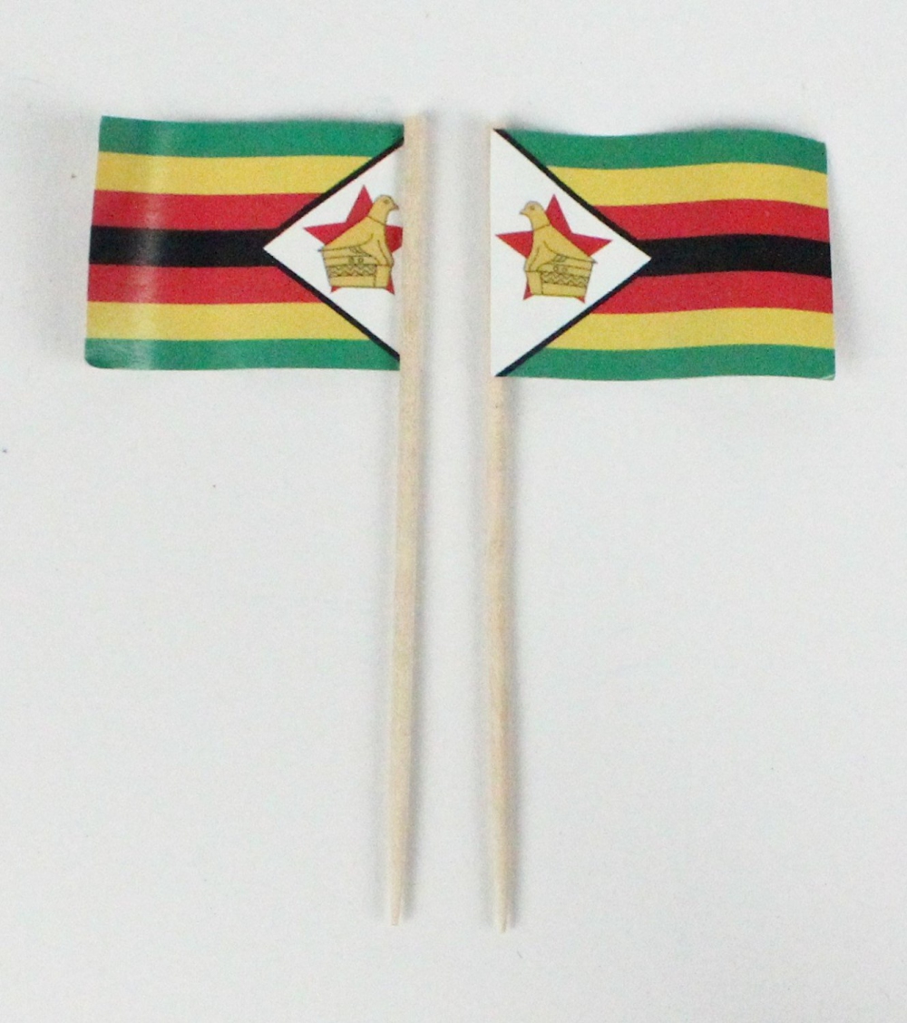 Party-Picker Flagge Simbabwe Afrika Papierfähnchen in Spitzenqualität 50 Stück Beutel