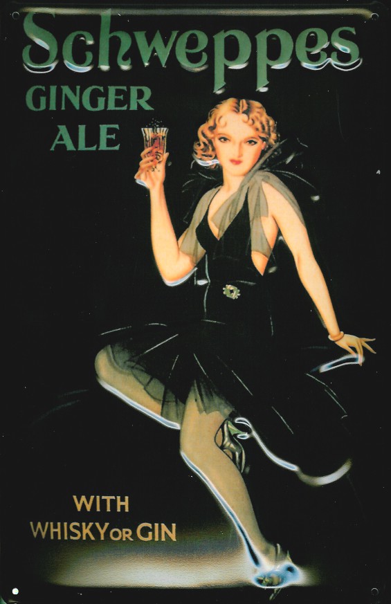 Blechschild Schweppes Ginger Ale Whisky or Gin nostalgisches Kneipenschild retro Schild