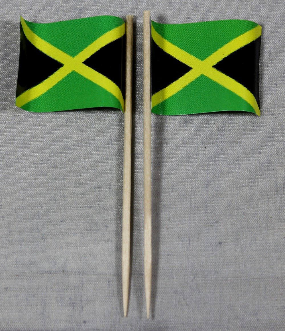 deko-picker-jamaika Party-Picker Flagge Jamaika Papierfähnchen in Spitzenqualität 50 Stück Beutel Jamaica