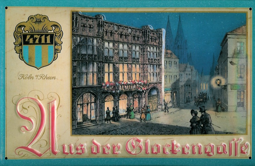 B060-4711-Glockengasse Blechschild 4711 Aus der Glockengasse Köln Kosmetik Parfum kölnisch Wasser Schild Werbeschild