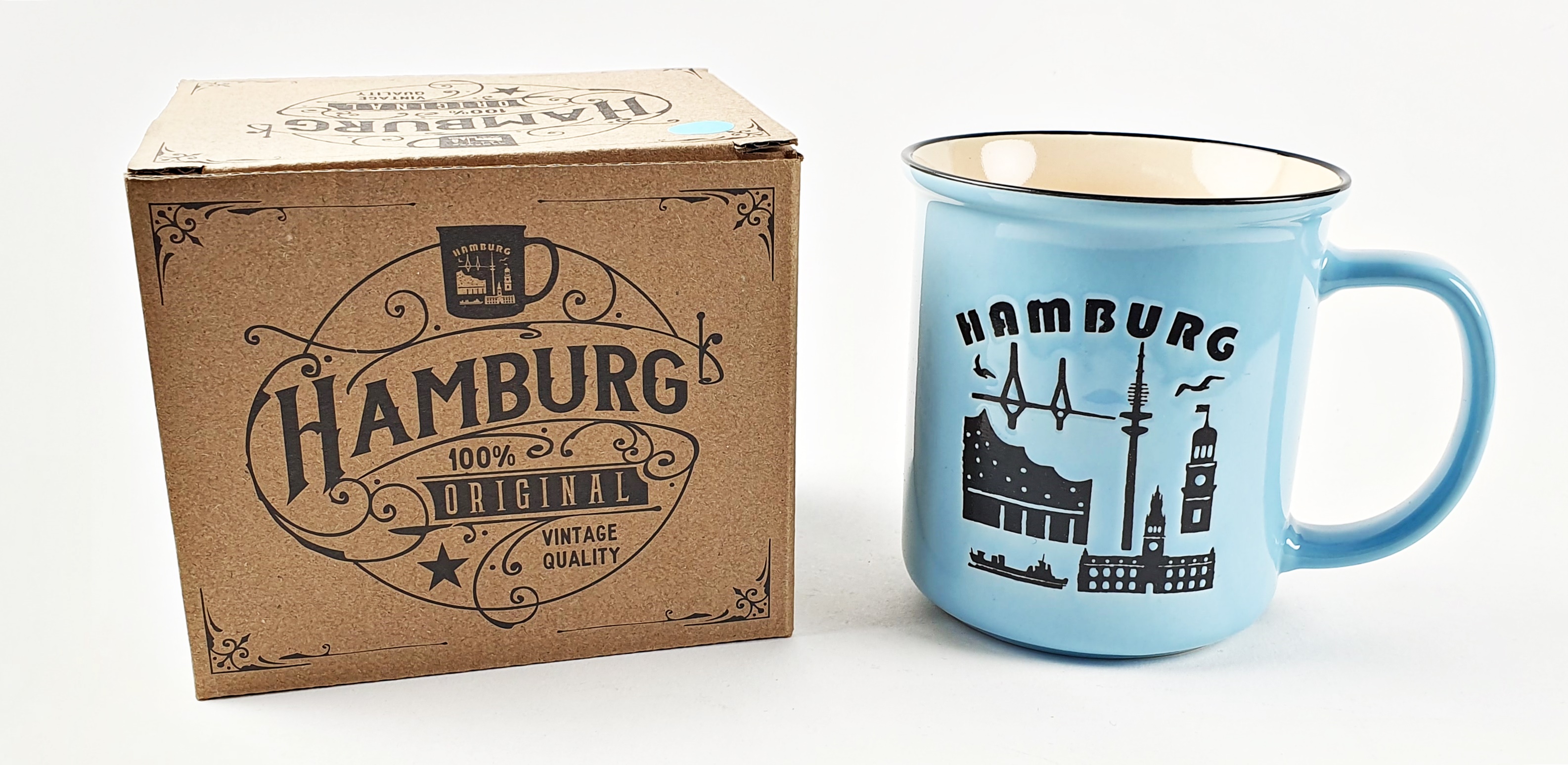 Hamburg Becher Relief Tasse Blau