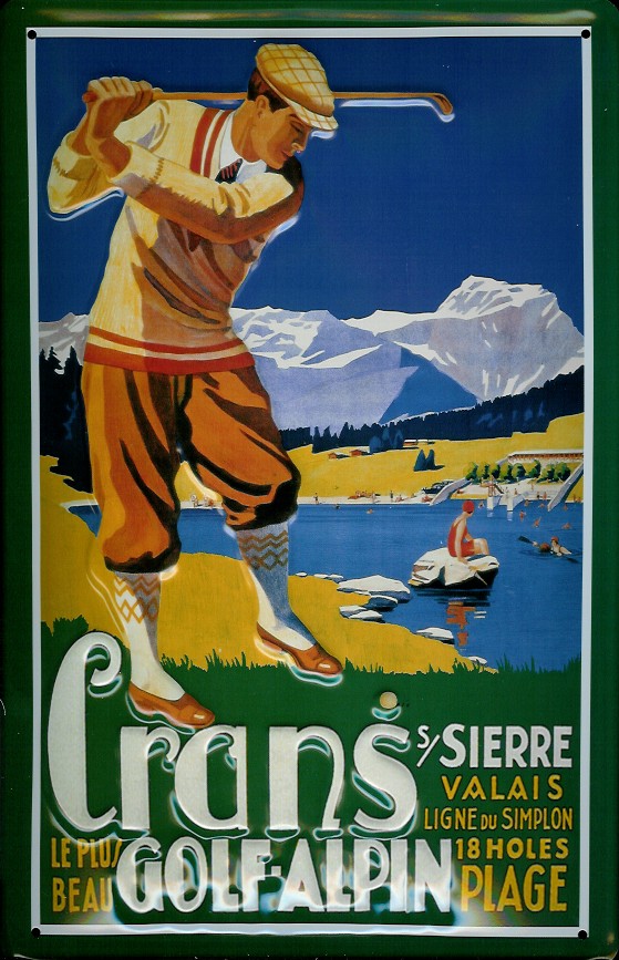 Blechschild Nostalgieschild Cran`s Golf Alpen Alpin Golfplatz