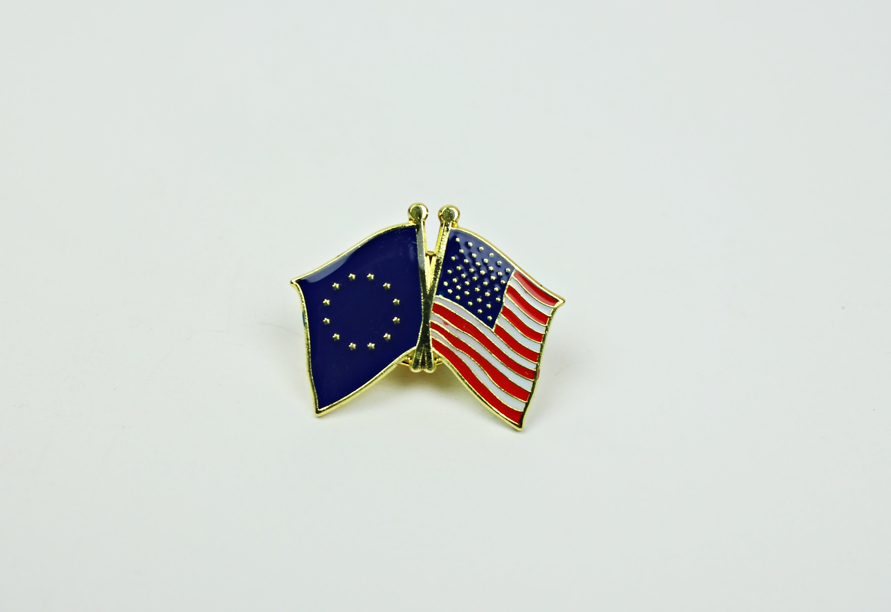 Pin-EU-USA Europa / USA Freundschafts Pin Anstecker Flagge Fahne Doppelflagge