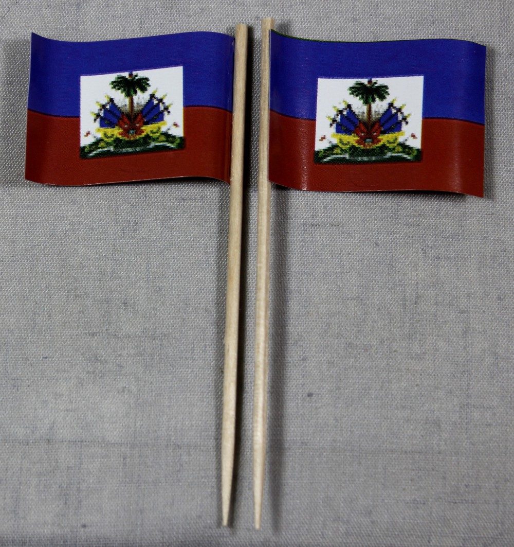 Party-Picker Flagge Haiti Papierfähnchen in Spitzenqualität 50 Stück Beutel