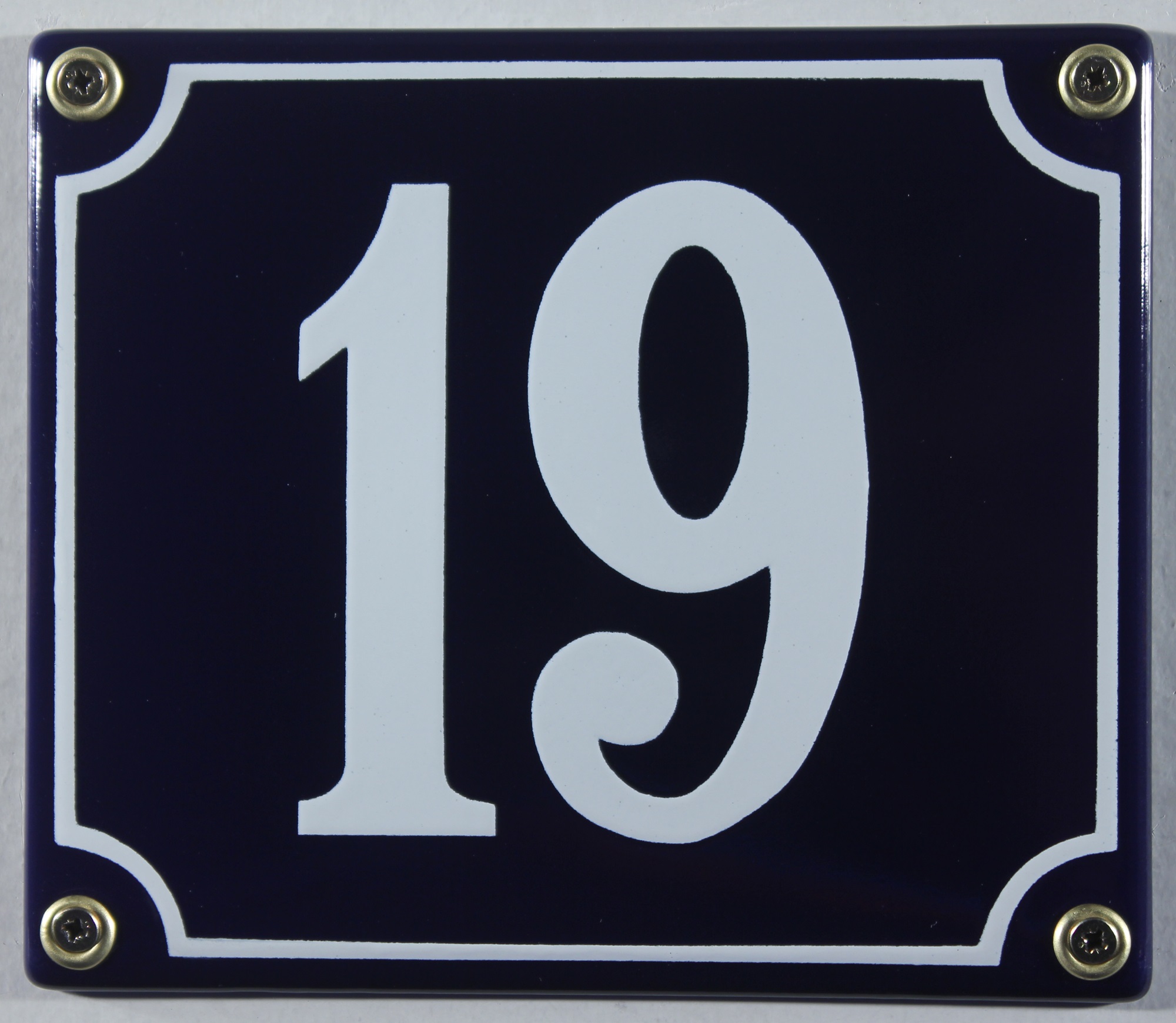 hausnummer-19-hausnummernschild Hausnummernschild Emaille 19 blau - weiß 12x14 cm sofort lieferbar Schild Emaile Hausnummer Haus Num