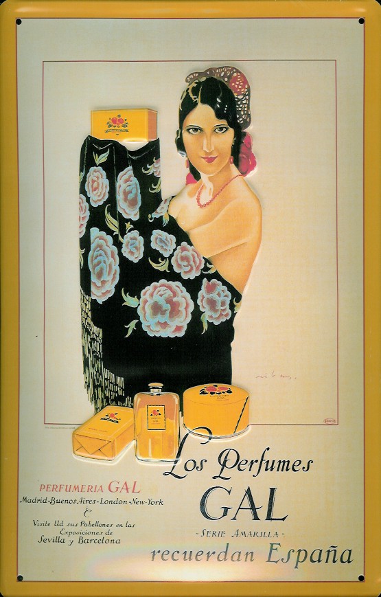 Blechschild Perfumes Gal Espana Parfum Schild retro Nostalgieschild