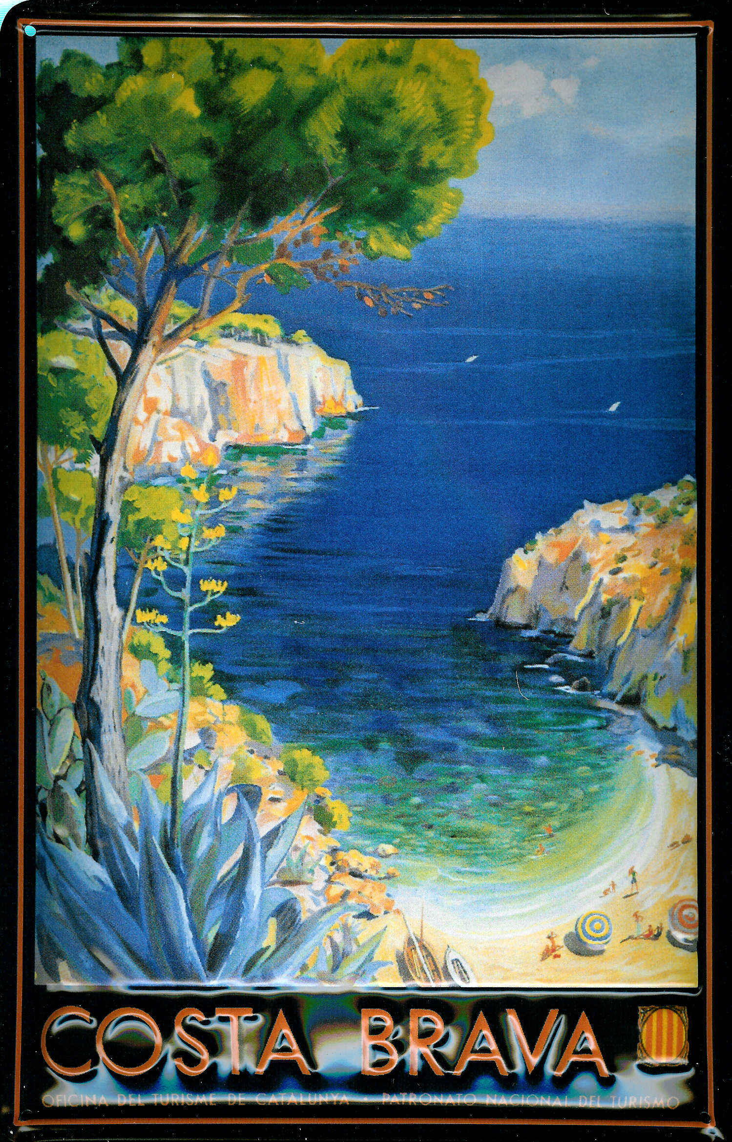 Blechschild Nostalgieschild Costa Brava Bucht Strand Spanien Schild Tourismus Werbeschild