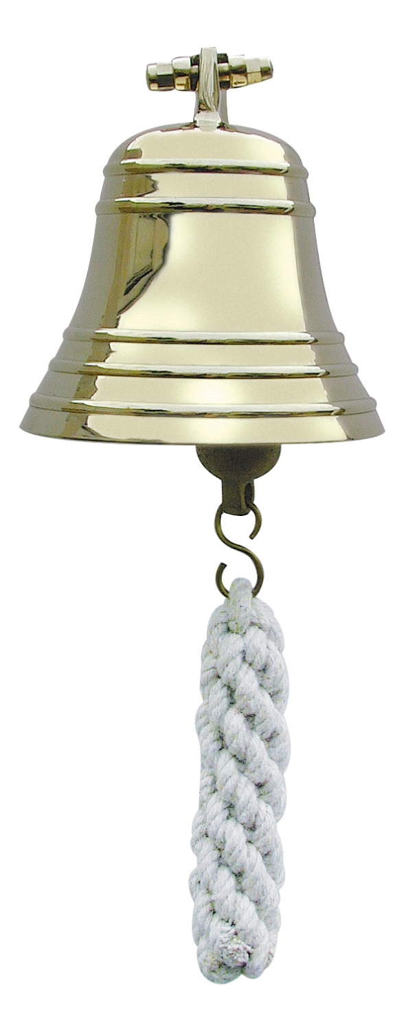 Glocke 100 mm massiv Messing Schiffsglocke mit Bändsel und Wandhalter