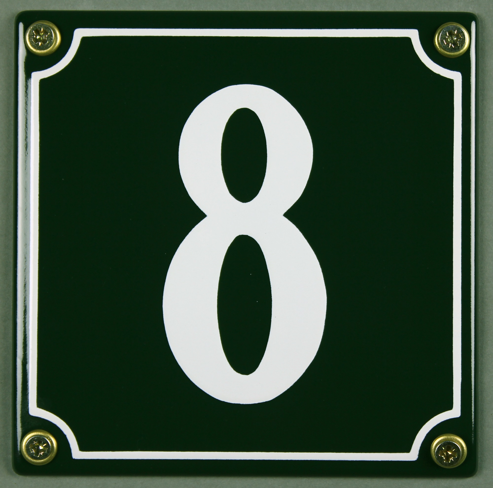 Hausnummernschild 8 grün 12x12 cm sofort lieferbar Schild Emaille Hausnummer Haus Nummer Zahl Ziffer