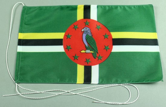 1186tischfahne-dominika Tischflagge Dominica 25x15 cm optional mit Holz- oder Chromständer Tischfahne Tischfähnchen