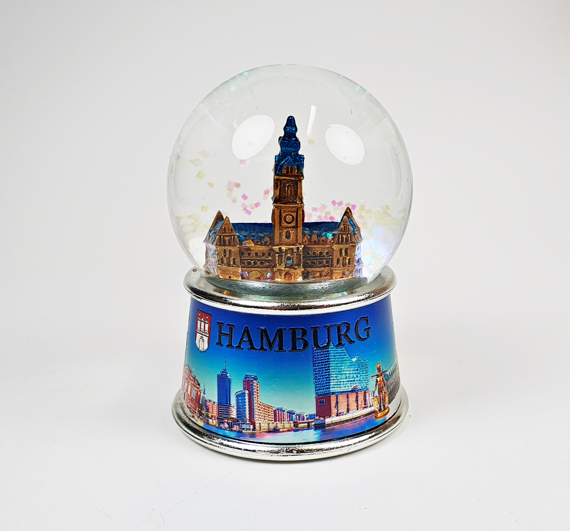 Schneekugel Panoramabild Hamburg Rathaus Schüttelkugel Glitzerkugel