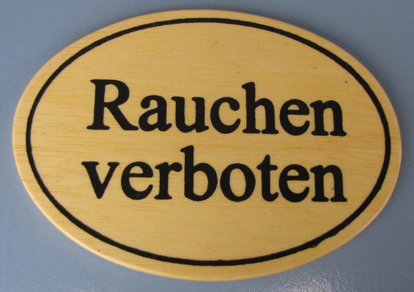 Ovales Holz - Türschild Rauchen verboten 7x10 cm helles Holzschild