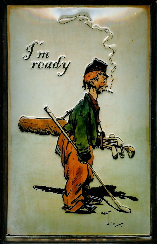 Blechschild Nostalgieschild Golfer I am ready Golf Golfplatz Schild