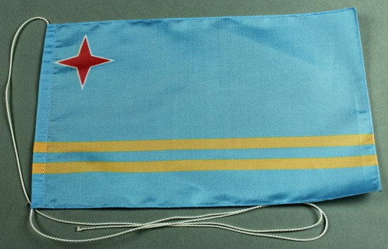 1174tischfahne-aruba Tischflagge Aruba 25x15 cm optional mit Holz- oder Chromständer Tischfahne Tischfähnchen