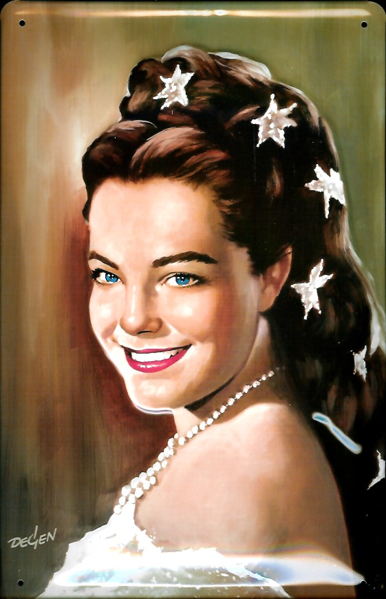 Blechschild Nostalgieschild Sissi weißes Kleid Romy Schneider Filmplakat