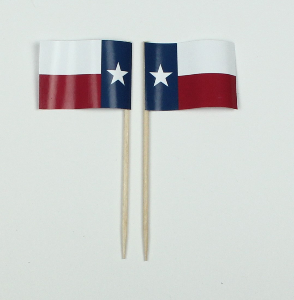 13846C0R7cMgob9PMK Party-Picker Flagge Texas USA Bundesstaat Papierfähnchen in Spitzenqualität 50 Stück Beutel