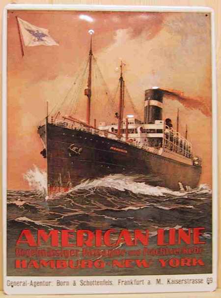 480451 Blechschild American Line. Hamburg - New York Dampfer Schiff retro Schild Nostalgieschild
