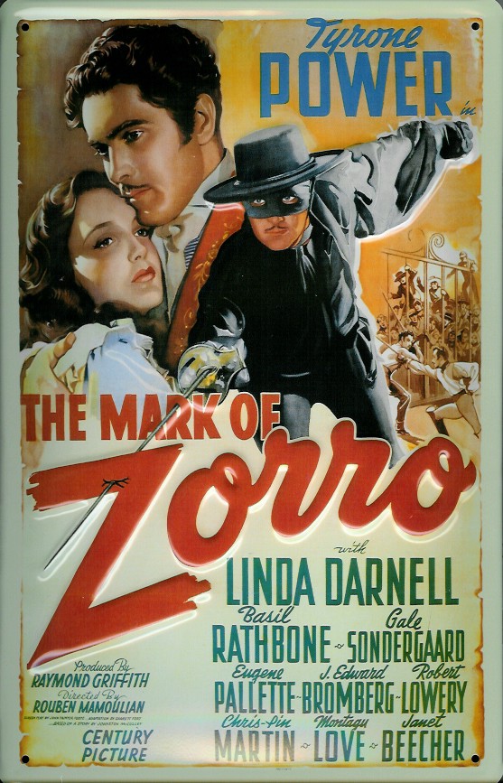 Blechschild Nostalgieschild The Mark of Zorro Filmplakat