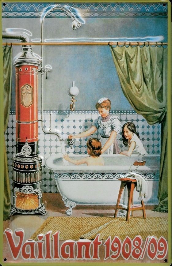Blechschild Nostalgieschild Vaillant 1908/09 Badeofen