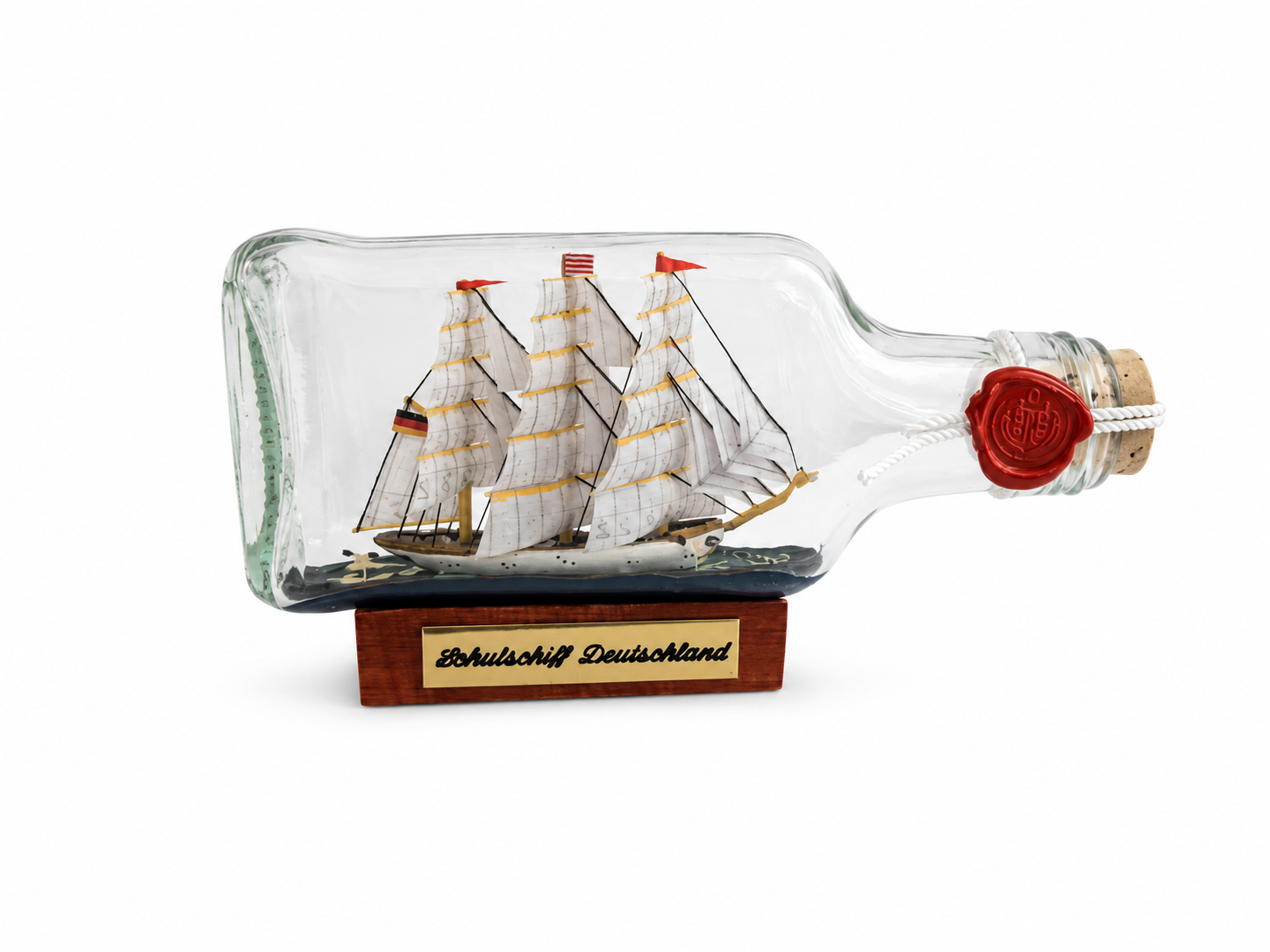 Schulschiff Deutschland Buddelschiff Flachmann 0,1 Liter ca. 14x7 cm Buddelschiff Flaschenschiff