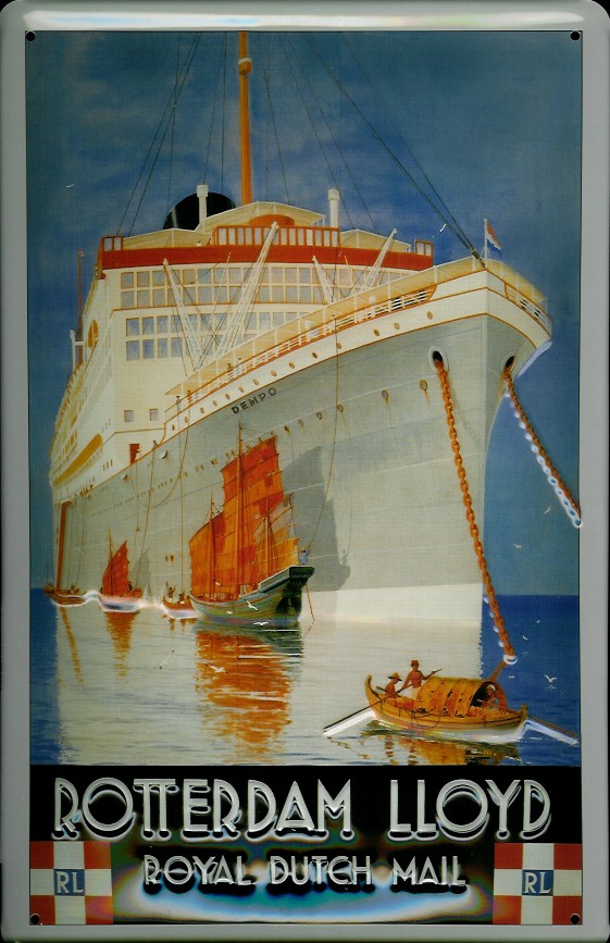 Blechschild Rotterdam Lloyd Passagierschiff Royal Dutch Mail Dampfer Reedereiplakat Schiff Schild No