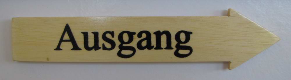 Türschild Ausgang helles Holz Pfeilform 3,5x15 cm