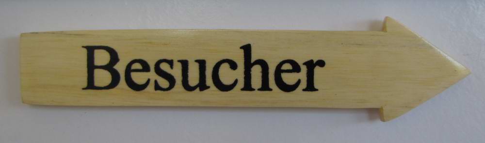 Türschild Besucher helles Holz Pfeilform 3,5x15 cm