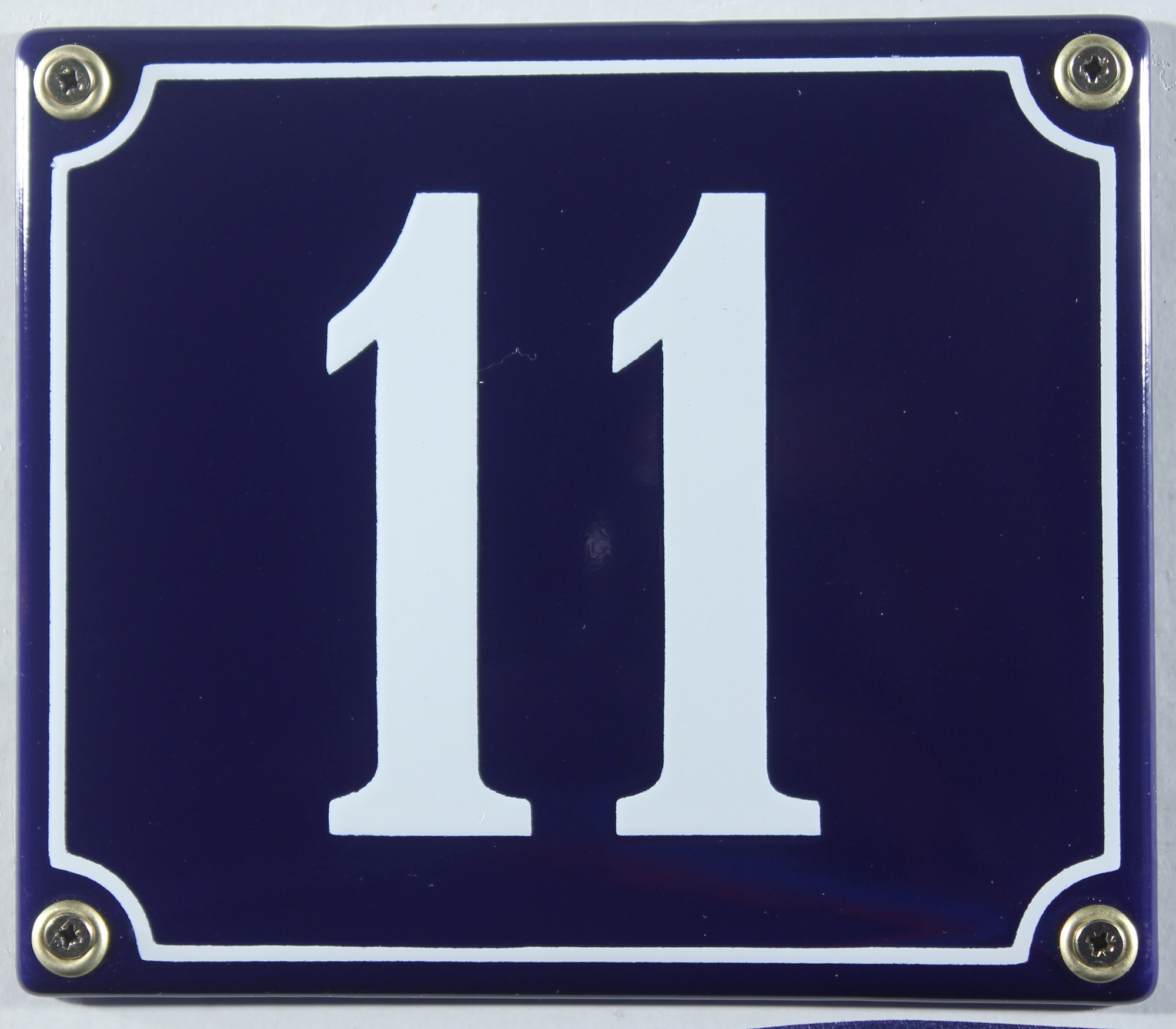 Hausnummernschild Emaille 11 blau - weiß 12x14 cm sofort lieferbar Schild Emaile Hausnummer Haus Num