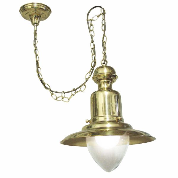 H-ngelampe-33cm Hängelampe Messing elektrisch 33cm Schirmdurchmesser Fishermen's Lampe