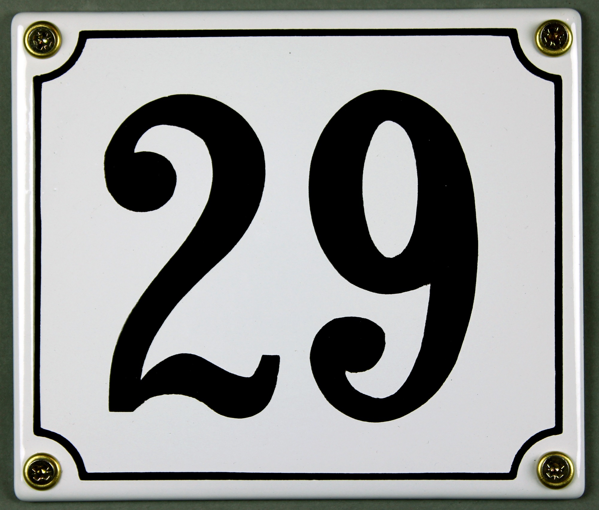 hausnummer-29-weiss-hausnummernschild-emaille Hausnummernschild 29 weiß 12x14 cm sofort lieferbar Schild Emaille Hausnummer Haus Nummer Zahl Ziffe
