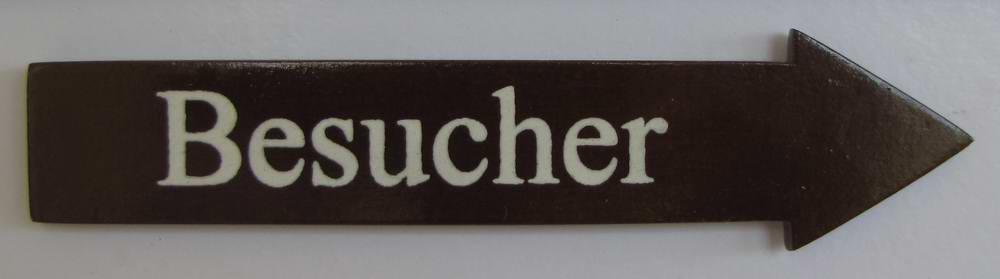 Türschild Besucher dunkles Holz Pfeilform 3,5x15 cm
