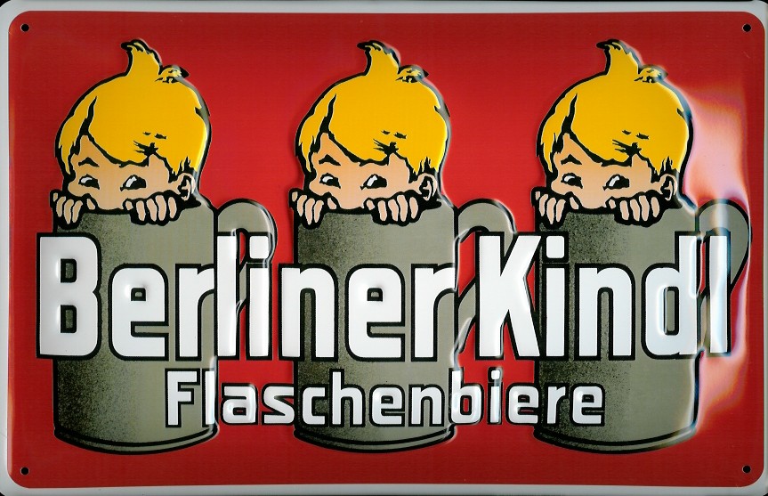 P-4122-A-Berliner-Kindel Blechschild Berliner Kindl Flaschenbiere rot Bier retro Reklame Schild Nostalgieschild