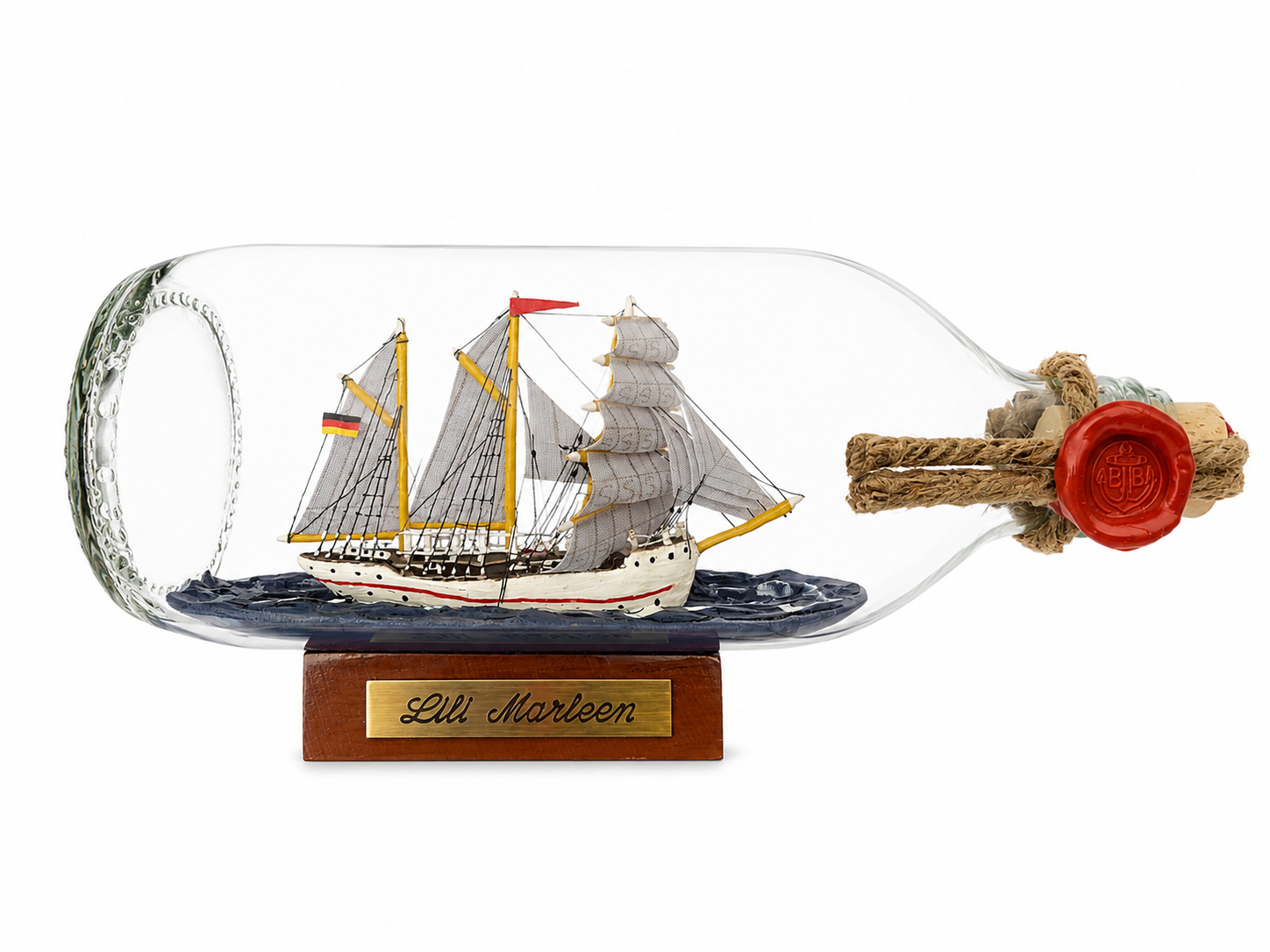 Lili Marleen runde Flasche 0,3 Liter Buddelschiff Museumsqualität