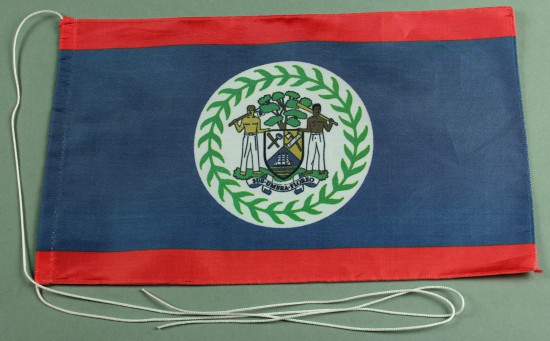 1179tischfahne-belize Tischflagge Belize 25x15 cm optional mit Holz- oder Chromständer Tischfahne Tischfähnchen