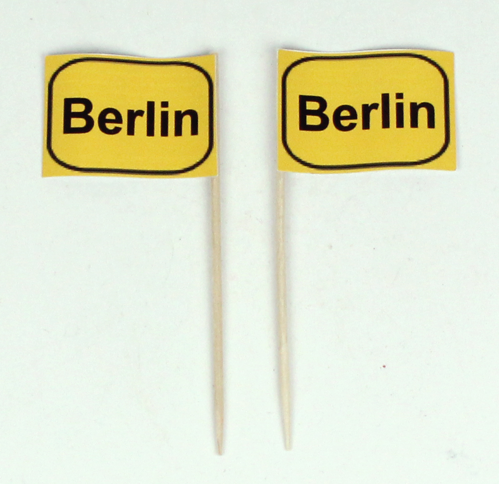 deko-picker-ortsschild-berlin Party-Picker Flagge Ortsschild Berlin Papierfähnchen in Spitzenqualität 50 Stück Beutel