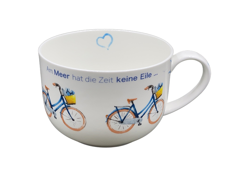 schale-fahrrad Jumbobecher  Am Meer hat die Zeit keine Eile XXL Becher groß Fahrrad Kaffeebecher Schüssel Schale