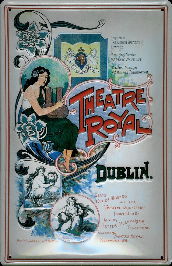 Blechschild Theatre Royal Dublin Frau Schild Nostalgieschild