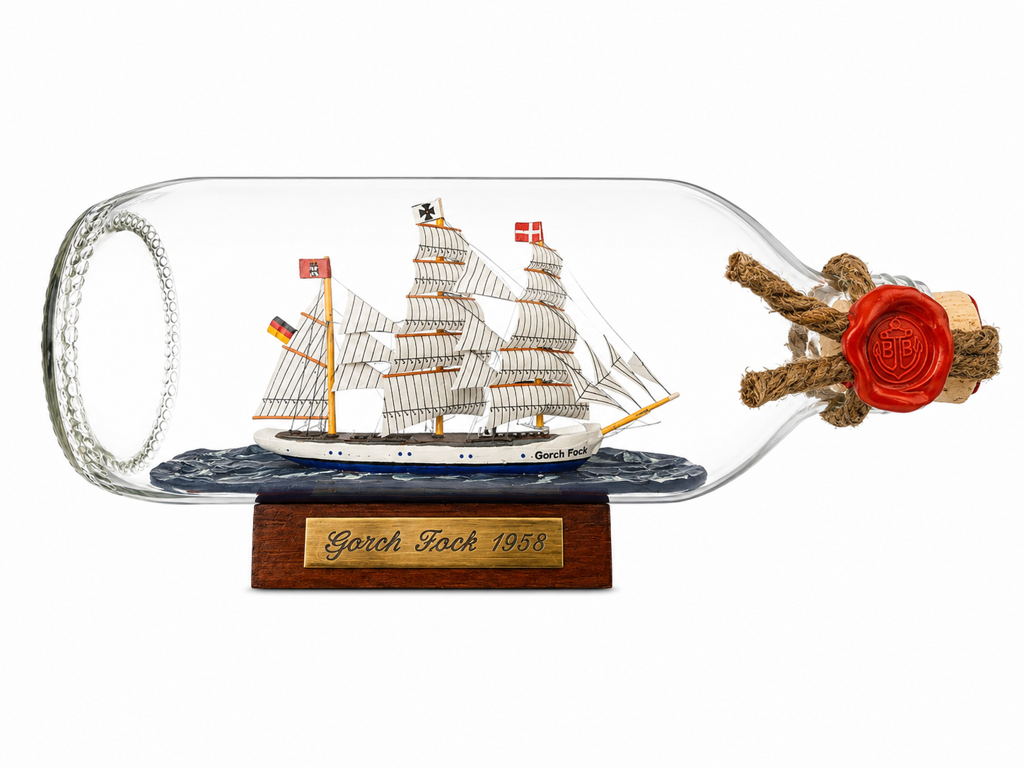 Gorch Fock runde Flasche 0,3 Liter Buddelschiff Flaschenschiff